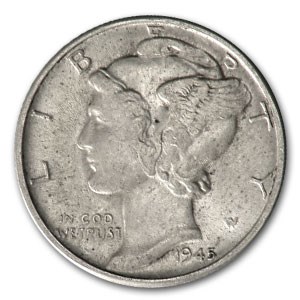 1945-D Mercury Dime AU