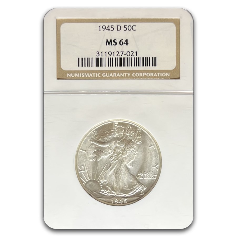 1945-D Walking Liberty Half Dollar MS-64 NGC