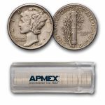 1945 Mercury Dime 50-Coin Roll Avg Circ