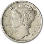 1945 Mercury Dime AU