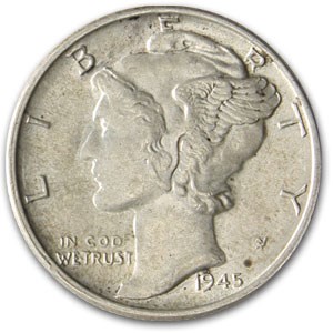 1945 Mercury Dime AU