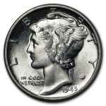 1945 Mercury Dime BU