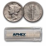 1945-S Mercury Dime 50-Coin Roll Avg Circ (Micro-S)