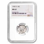 1945-S Mercury Dime MS-67 NGC