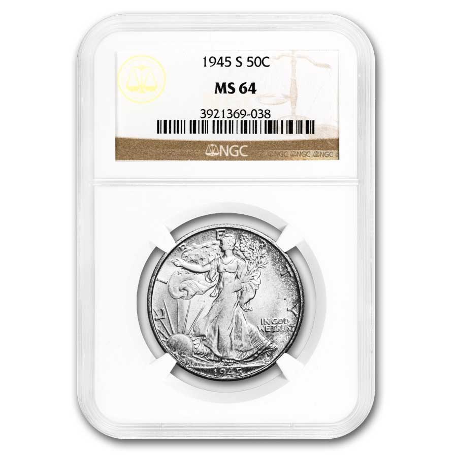 1945-S Walking Liberty Half Dollar MS-64 NGC