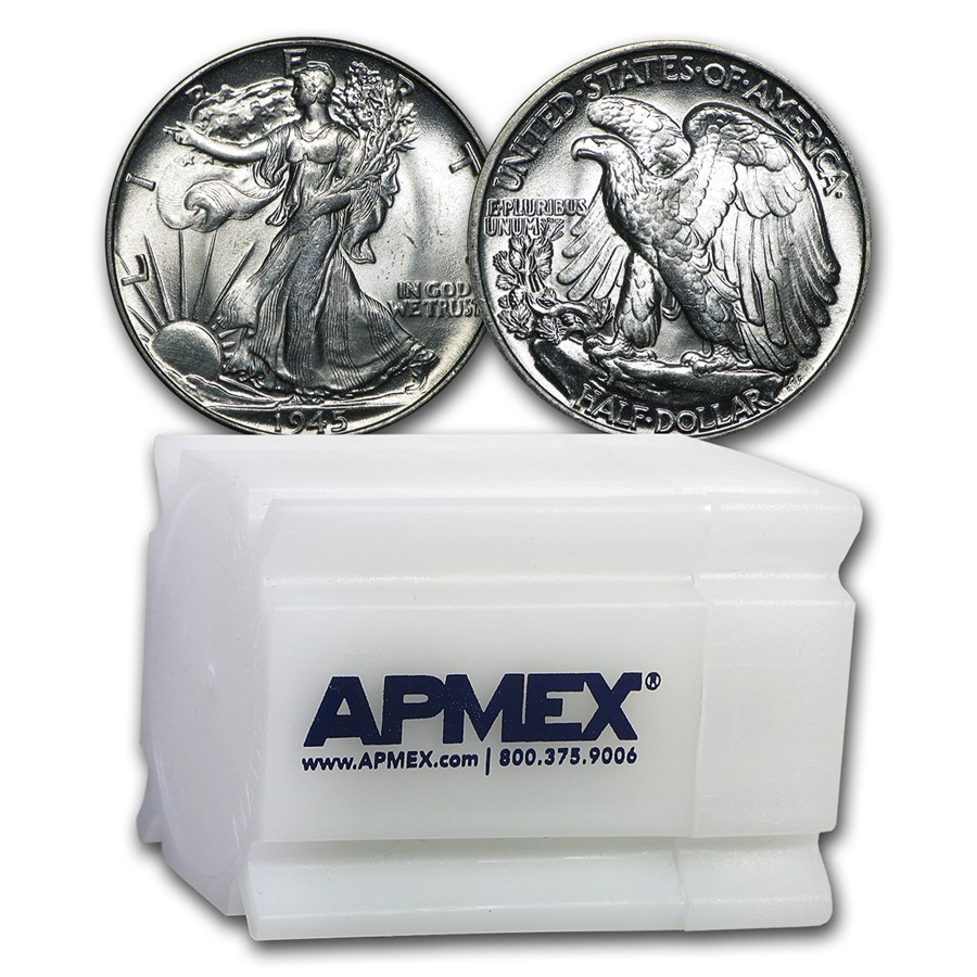 1945 Walking Liberty Half Dollar 20-Coin Roll BU