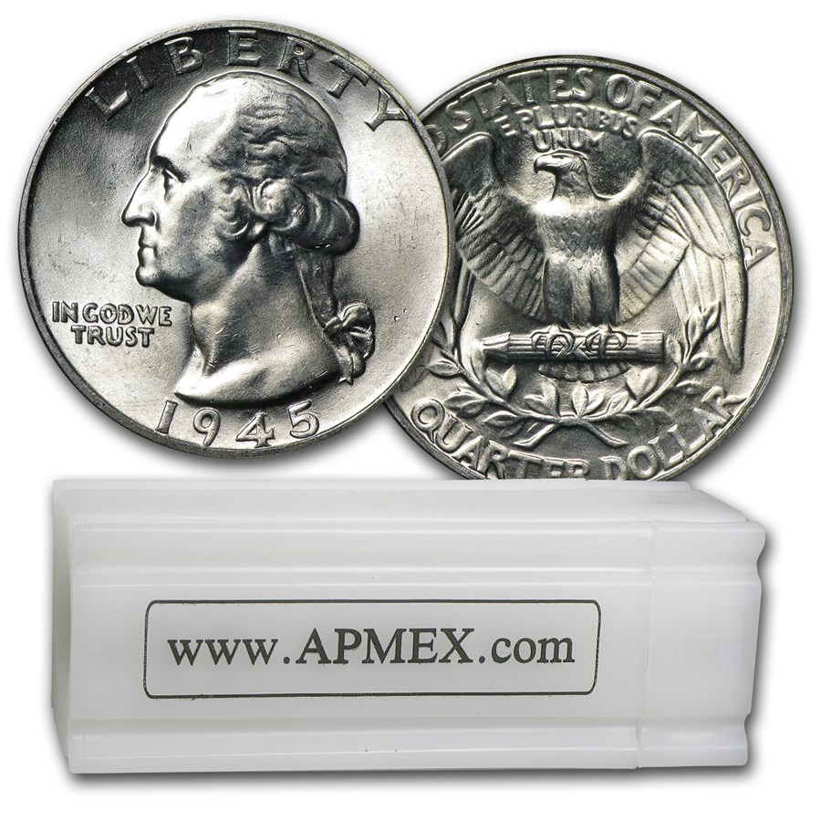 1945 Washington Quarter 40-Coin Roll BU