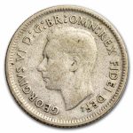 1946-1952 Australia Silver 6 Pence George VI Avg Circ