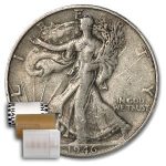 1946-D Walking Liberty Halves 20-Coin Roll Avg Circ