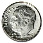 1947-D Roosevelt Dime AU