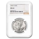 1947-D Walking Liberty Half Dollar MS-64 NGC