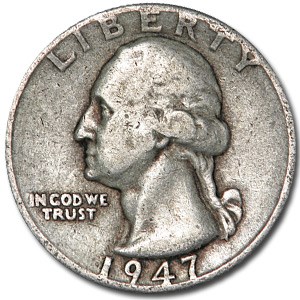 1947-D Washington Quarter Good/XF