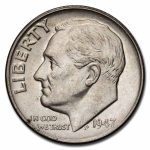 1947 Roosevelt Dime AU