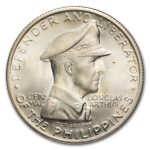 1947-S Philippines Silver Peso Gen Douglas MacArthur AU