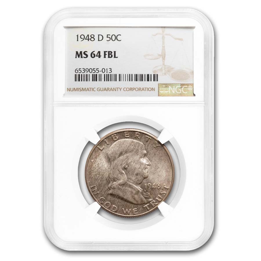 1948-D Franklin Half Dollar MS-64 NGC (FBL, Toned)