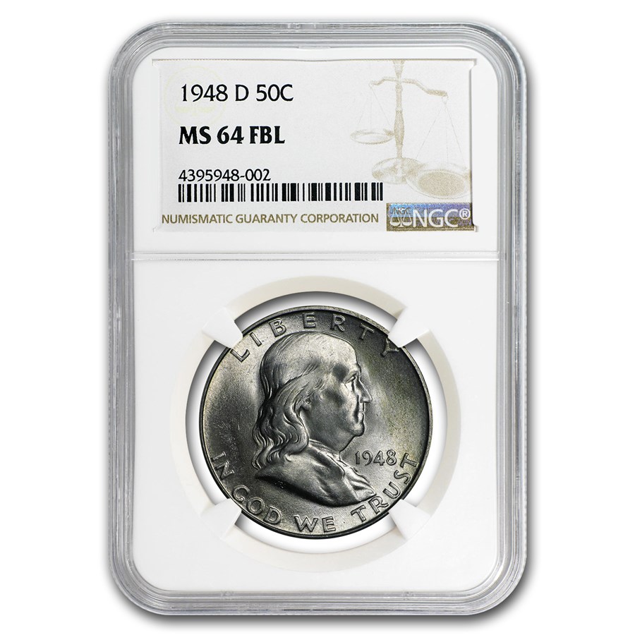 1948-D Franklin Half Dollar MS-64 NGC (FBL)