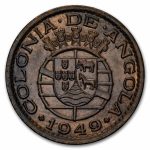 1949 Angola Bronze 20 Centavos AU