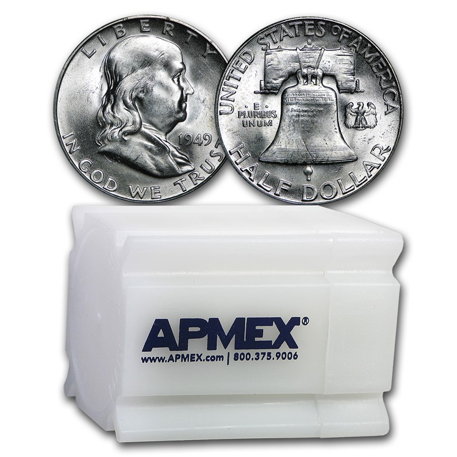 1949-S Franklin Half Dollar 20-Coin Roll BU