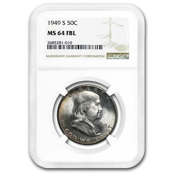 1949-S Franklin Half Dollar MS-64 NGC (FBL)