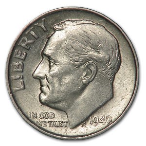 1949-S Roosevelt Dime AU