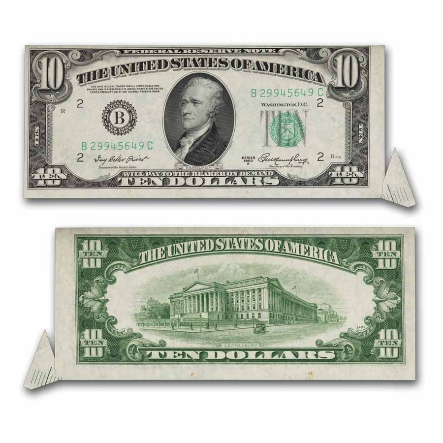 1950-A (B-New York) $10 FRN VF (Fr#2011-B) Butterfly Error