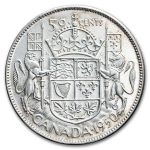 1950 Canada Silver 50 Cents George VI AU