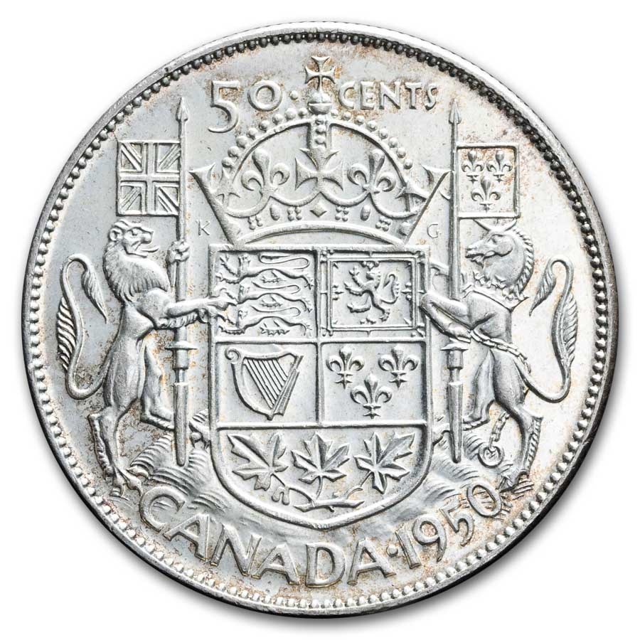 1950 Canada Silver 50 Cents George VI AU