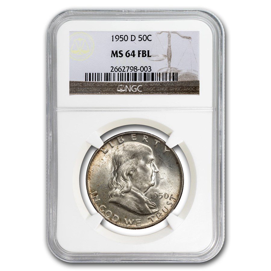 1950-D Franklin Half Dollar MS-64 NGC (FBL)