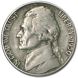 1950-D Jefferson Nickel Good-Xf