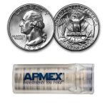 1950-D Washington Quarter 40-Coin Roll Avg Circ