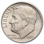 1950 Roosevelt Dime AU