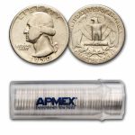 1950 Washington Quarter 40-Coin Roll Avg Circ