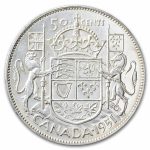 1951 Canada Silver 50 Cents George VI AU