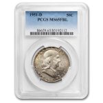 1951-D Franklin Half Dollar MS-65 PCGS (FBL, Toned)
