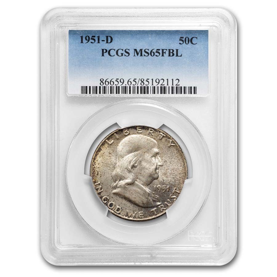 1951-D Franklin Half Dollar MS-65 PCGS (FBL, Toned)