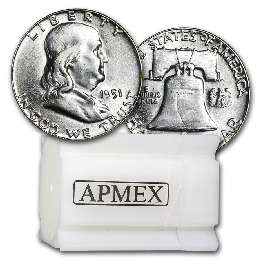 1951 Franklin Half Dollar 20-Coin Roll BU