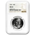 1951 Franklin Half Dollar MS-64 NGC