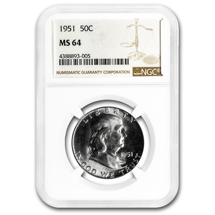 1951 Franklin Half Dollar MS-64 NGC