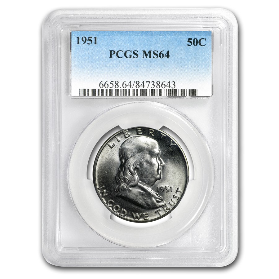 1951 Franklin Half Dollar MS-64 PCGS
