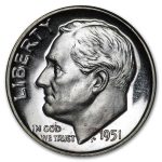1951 Roosevelt Dime Gem Proof