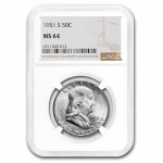 1951-S Franklin Half Dollar MS-64 NGC