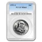 1951-S Franklin Half Dollar MS-64 PCGS