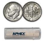 1952-D Roosevelt Dime 50-Coin Roll BU