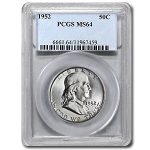 1952 Franklin Half Dollar MS-64 PCGS