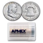 1952-S Franklin Half Dollar 20-Coin Roll Avg Circ
