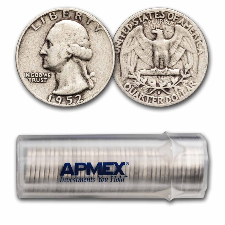 1952-S Washington Quarter 40-Coin Roll Avg Circ