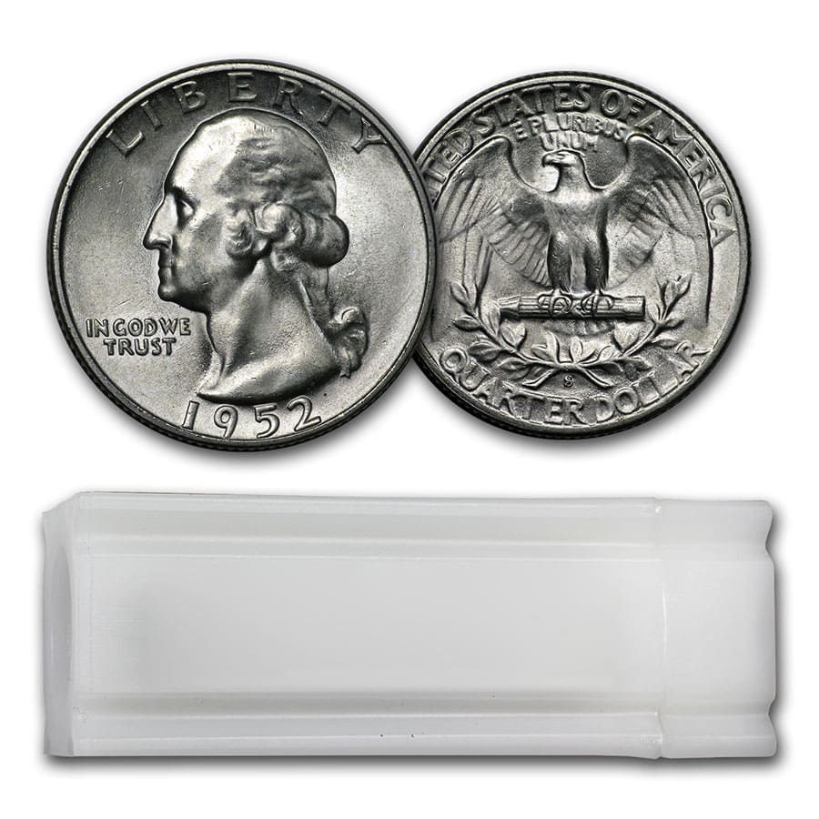 1952-S Washington Quarter 40-Coin Roll BU