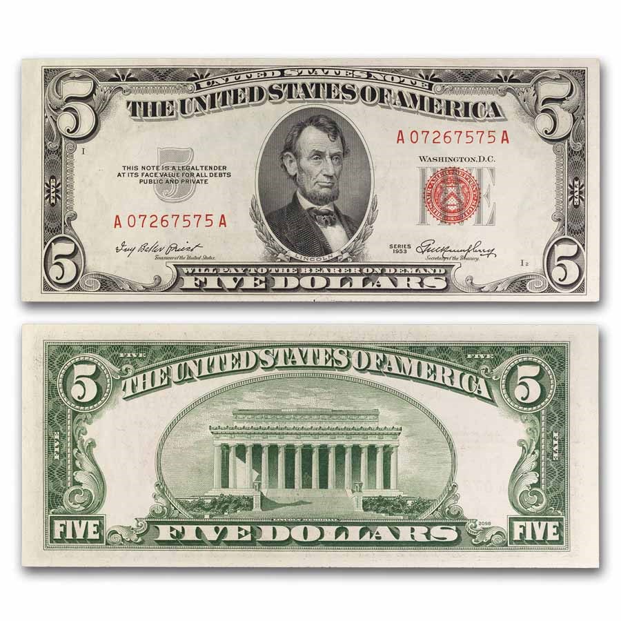 1953-1953-C $5.00 U.S. Note Red Seal CU