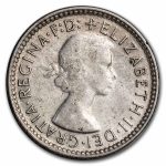 1953-1963 Australia Silver 6 Pence Elizabeth II Avg Circ