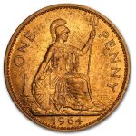 1953-1967 Great Britain Large Penny Elizabeth II BU